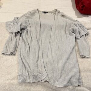 Express Light Gray Cardigan with Ruffle Sleeves